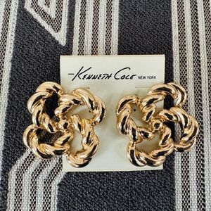 NEW Kenneth Cole Gold Tone Rope Statement Post Earrings